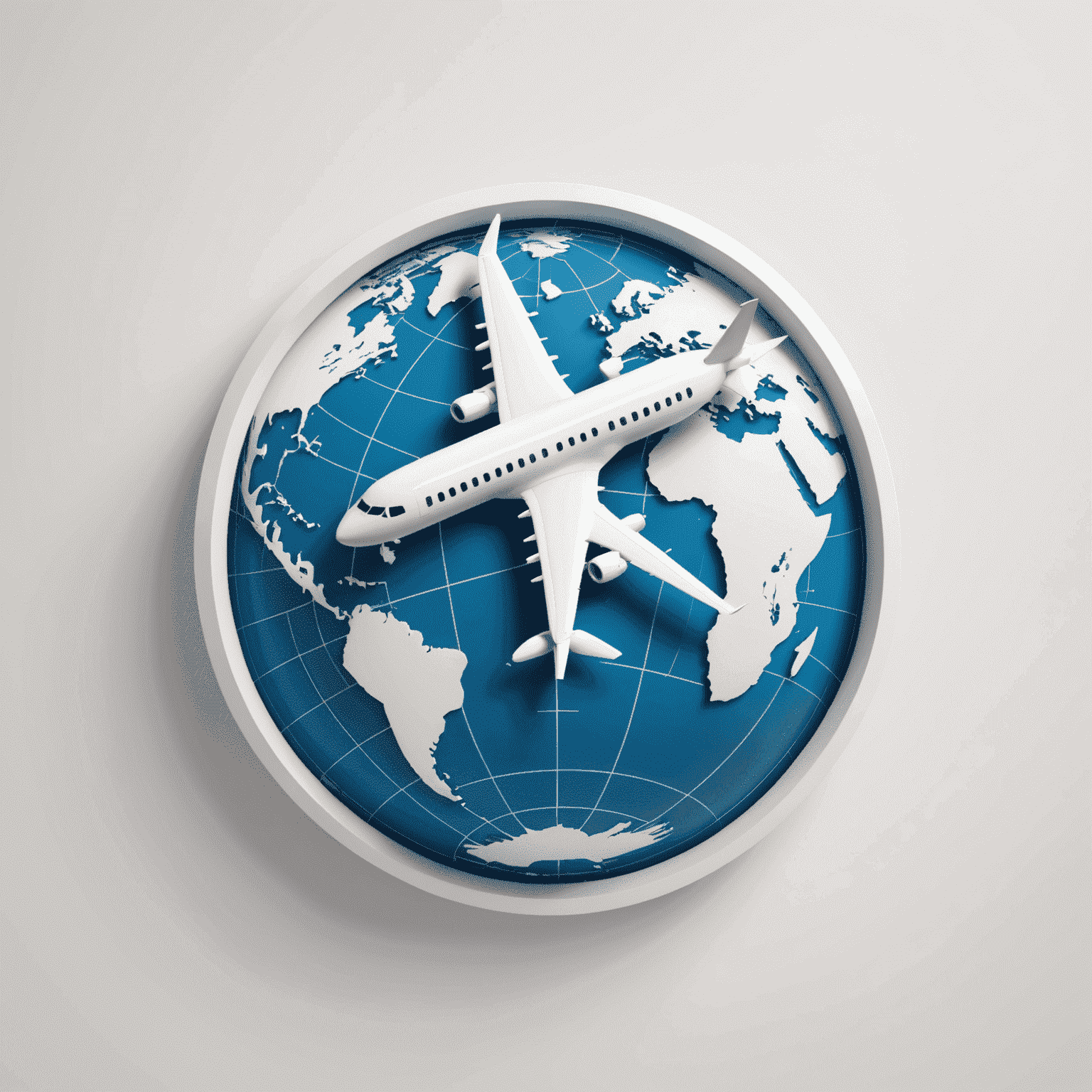 White Travel logo featuring a stylized globe with a white airplane silhouette