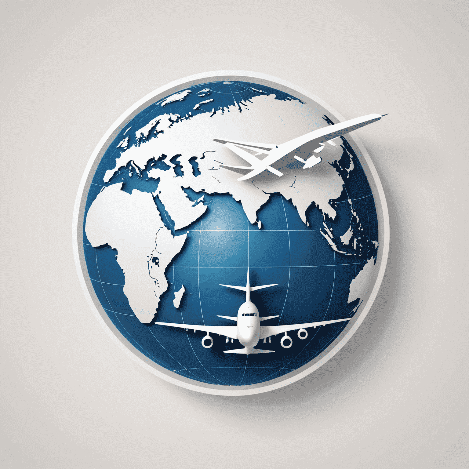 White Travel logo featuring a stylized globe with a white airplane silhouette