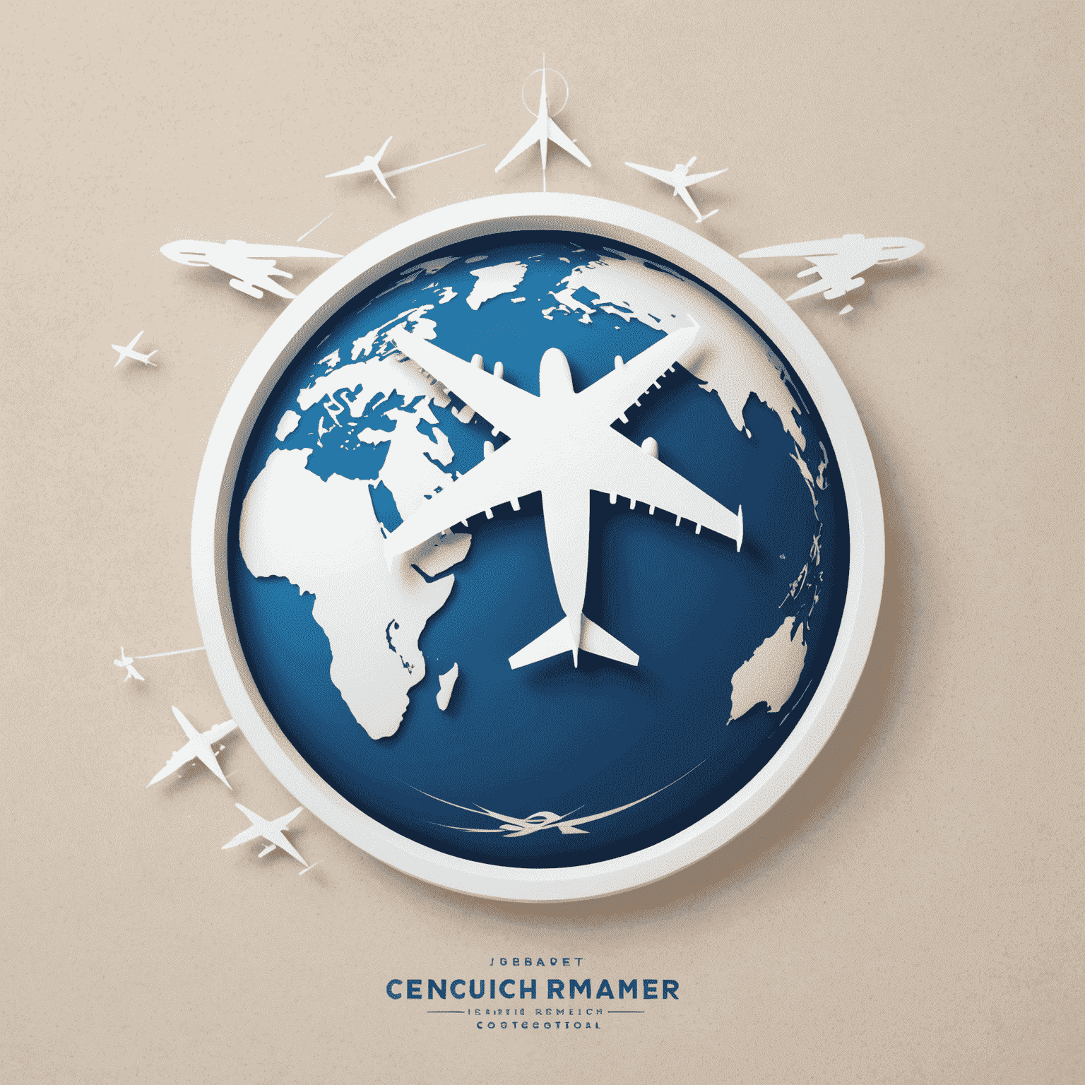 White Travel logo featuring a stylized globe with a white airplane silhouette